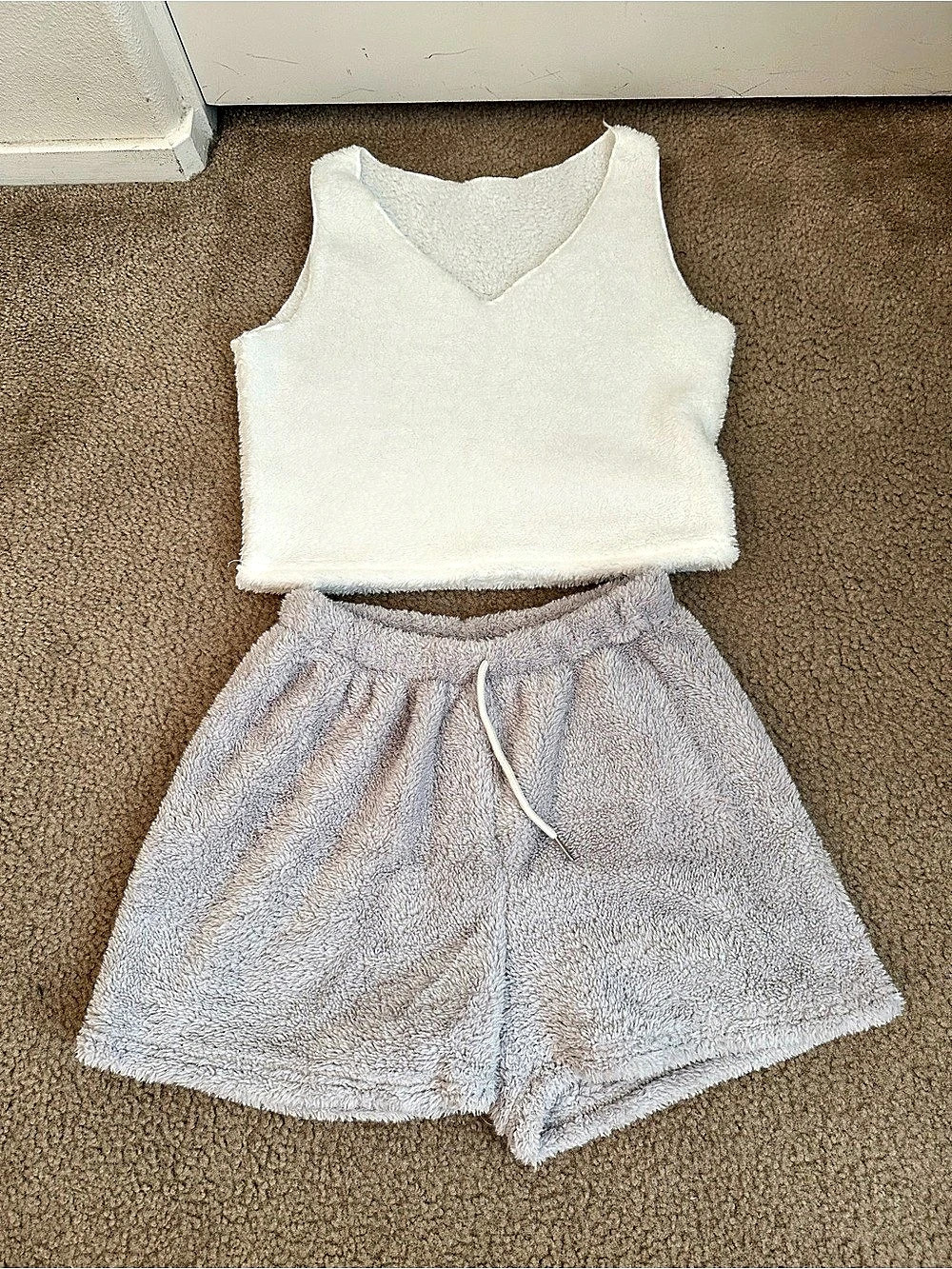 White & Gray Tank Top and Shorts Set Like New